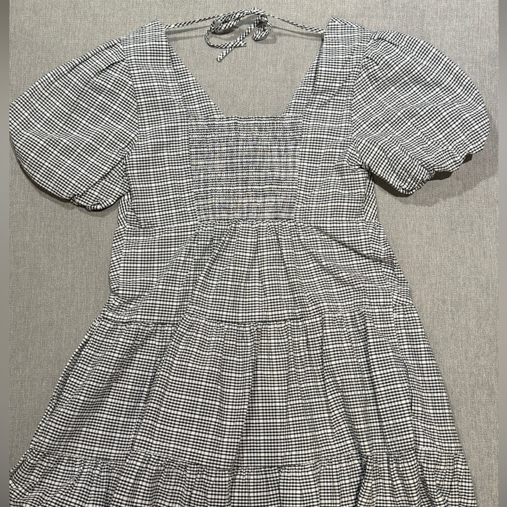 Levi's Black and White Gingham Mini Dress Coastal Cowgirl Milkmaid - Picture 6 of 7
